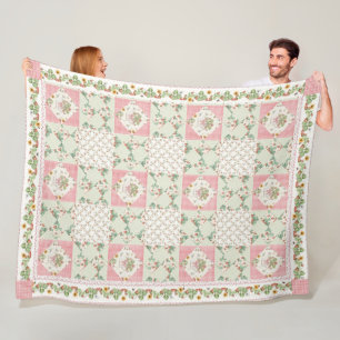 Zomer Aardbeien Gingham Bloemen Meisjes Slaapkamer Fleece Deken