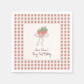 Zomer, Aardbeien, Lint Meisje 1e verjaardag Servet (Voorkant)