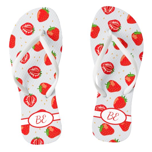 Zomer Aardbeien Monogram Teenslippers (Voetbed)