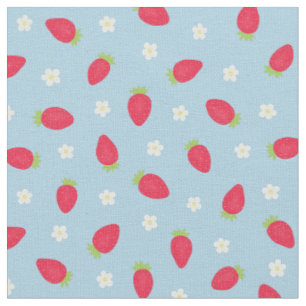 Zomer aardbeien op blauw (kleine schaal) stof