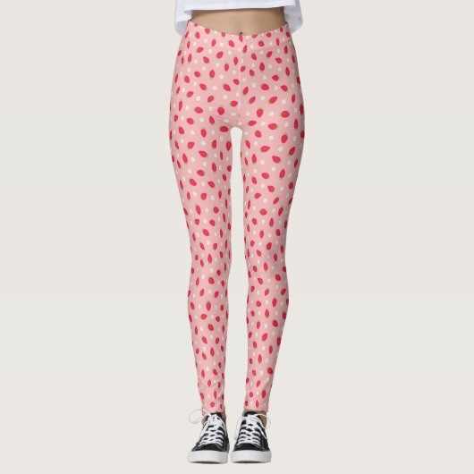 Zomer aardbeien Roze Leggings (Voorkant)