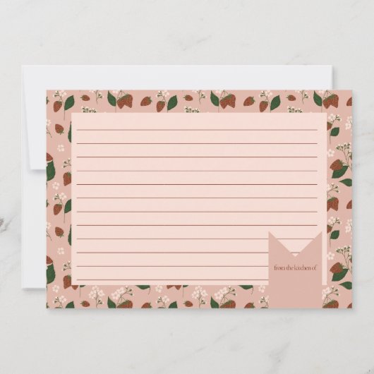 Zomer Aardbeien Vrijgezellenfeest Recept Kaart (Achterkant)