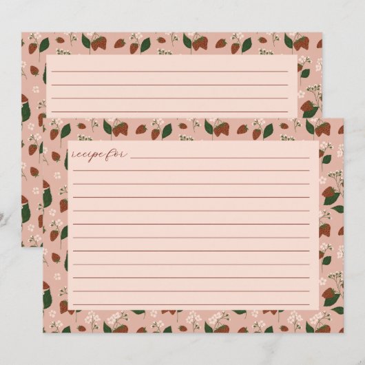 Zomer Aardbeien Vrijgezellenfeest Recept Kaart (Voorkant / Achterkant)