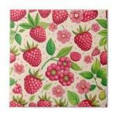 Zomer Aardbeientuin Botanisch Fruit Patroon Tegeltje (Voorkant)