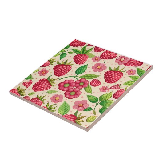 Zomer Aardbeientuin Botanisch Fruit Patroon Tegeltje (Zijkant)