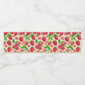 Zomer Aardbeientuin Botanisch Fruit Patroon Waterfles Etiket (Enkel label)