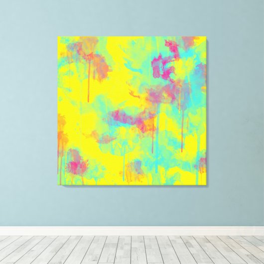 Zomer abstracte, kleurrijke Waterverf splatters Canvas Afdruk (Insitu (Houten vloer))