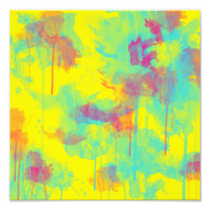 Zomer abstracte, kleurrijke Waterverf splatters Foto Afdruk