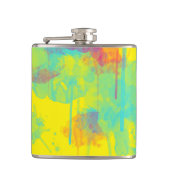 Zomer abstracte, kleurrijke Waterverf splatters Heupfles (Voorkant)