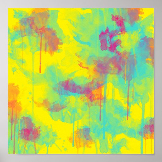 Zomer abstracte, kleurrijke Waterverf splatters Poster (Voorkant)