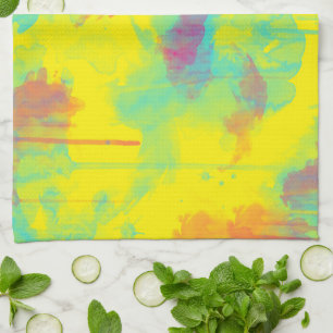Zomer abstracte, kleurrijke Waterverf splatters Theedoek