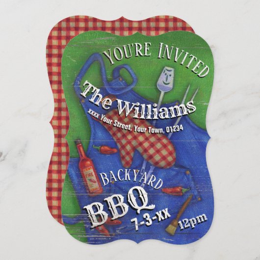 Zomer Achtertuin BBQ Party Uitnodiging (Voorkant / Achterkant)