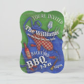 Zomer Achtertuin BBQ Party Uitnodiging (Staand voorkant)