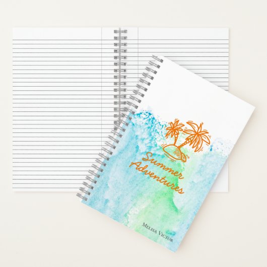 Zomer Adventures Palm Tree Aanpasbare Zomer Notitieboek (Binnen)