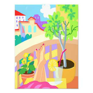 Zomer afbeelding, vrouwenvoeten met pedicure foto afdruk