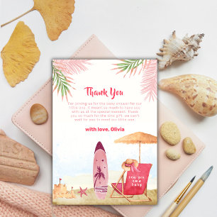 Zomer Aloha Surfplank Strand Meisje Baby Shower Bedankkaart