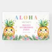 Zomer Ananas Aloha Kinder 1e Verjaardag Welkom Spandoek (Horizontaal)
