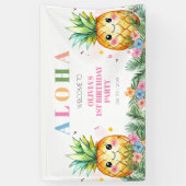Zomer Ananas Aloha Kinder 1e Verjaardag Welkom Spandoek (Verticaal)
