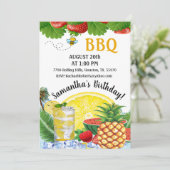 Zomer ananas barbecue verjaardag kaart (Staand voorkant)
