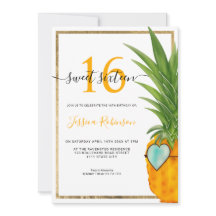 Zomer ananas koel gouden frame Sweet 16 foto