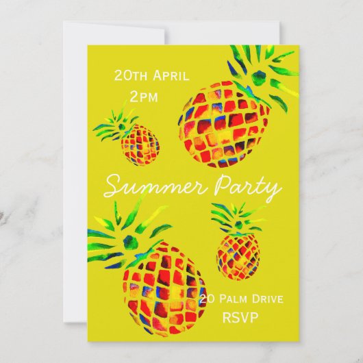 Zomer ananas picknick tropisch feest viering kaart (Voorkant)