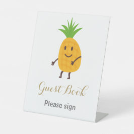 Zomer Ananas Tropical Gastenboek Verjaardag Reclamebord Met Voetstuk