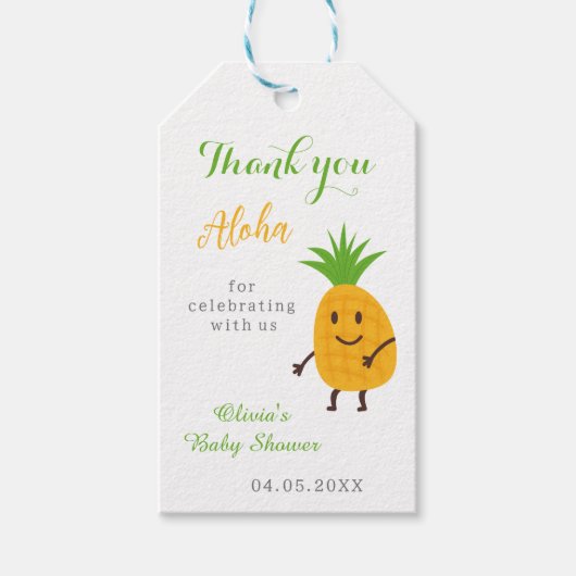 Zomer Ananas Tropische Aloha Verjaardag Dank u Cadeaulabel (Voorkant)