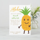 Zomer Ananas Tropische Aloha Verjaardagsfeest Kaart (Staand voorkant)