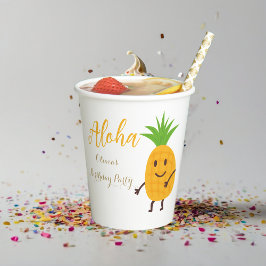Zomer Ananas Tropische Aloha Verjaardagsfeest Papieren Bekers