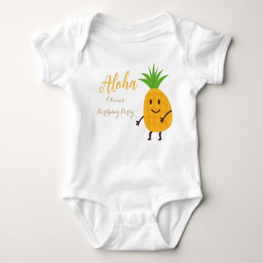 Zomer Ananas Tropische Aloha Verjaardagsfeest Romper (Voorkant)
