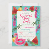 Zomer, ananas, Watermeloen Birthday Party Kaart (Voorkant)