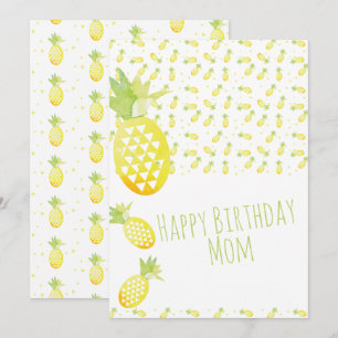Zomer Ananas Waterverf Mix Patroon Verjaardag