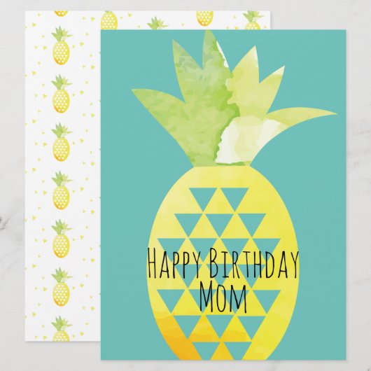 Zomer Ananas Waterverf Mix Verjaardag (Voorkant / Achterkant)
