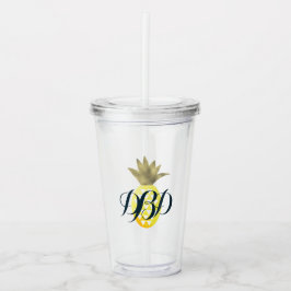 Zomer Ananas Waterverf Nep Folie Bovenkant Acryl Drinkbeker
