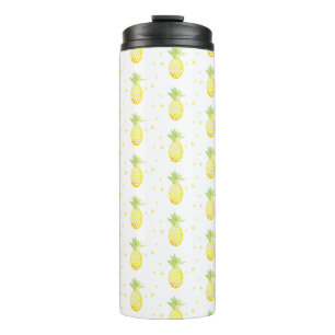 Zomer Ananas Zoete Tropische Waterverf Patroon Thermosbeker