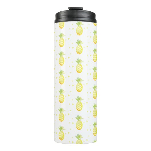 Zomer Ananas Zoete Tropische Waterverf Patroon Thermosbeker (Voorkant)