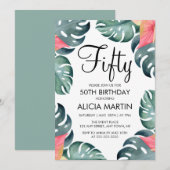 Zomer Anthurium & Monstera Groen Verjaardag Kaart (Voorkant / Achterkant)