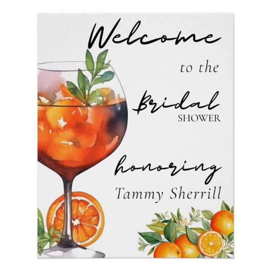Zomer Aperol Spritz Sinaas Moderne Bruidsborrel Perfect Poster (Voorkant)