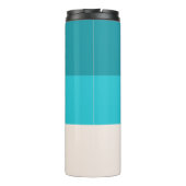 Zomer Aqua Blue Beach Vibe horizontale streep Thermosbeker (Achterkant)