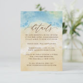 Zomer Aquarel Strand Bruiloft Details Informatiekaartje (Staand voorkant)