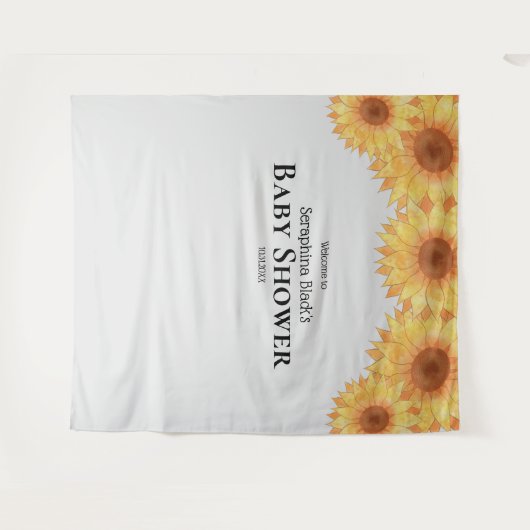 Zomer Aquarel Zonnebloemen Baby Shower Achtergrond Wandkleed (Voorkant (horizontaal))