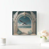 Zomer Art Deco Vierkante Klok (Huis)