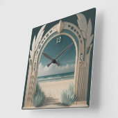 Zomer Art Deco Vierkante Klok (Hoek)