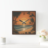 Zomer Art Deco Vierkante Klok (Huis)