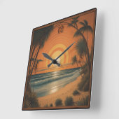 Zomer Art Deco Vierkante Klok (Hoek)