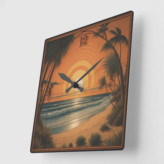 Zomer Art Deco Vierkante Klok (Hoek)