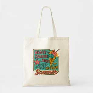 Zomer Artsy zeeschelpen en Ice Cream Beachy Tote Bag