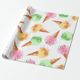 Zomer-assortiment voor waterverf van ijsdessert cadeaupapier