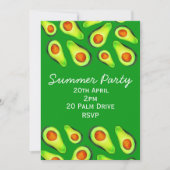 Zomer avocado picknick tuin feest viering kaart (Voorkant)