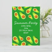 Zomer avocado picknick tuin feest viering kaart (Staand voorkant)